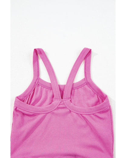 Bonbon Athletic Ribbed Cropped Cami Top - XL