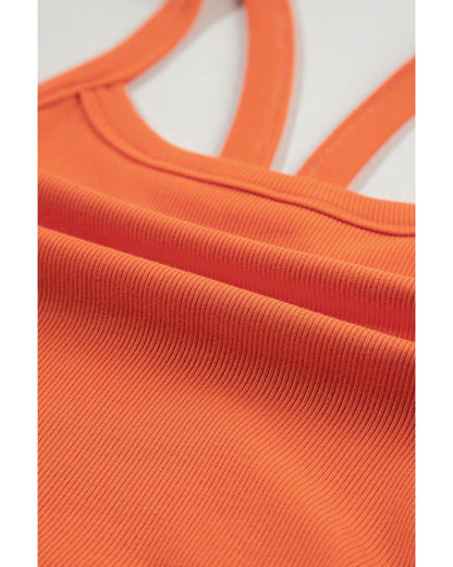 Grapefruit Orange Athletic Ribbed Cropped Cami Top - XL