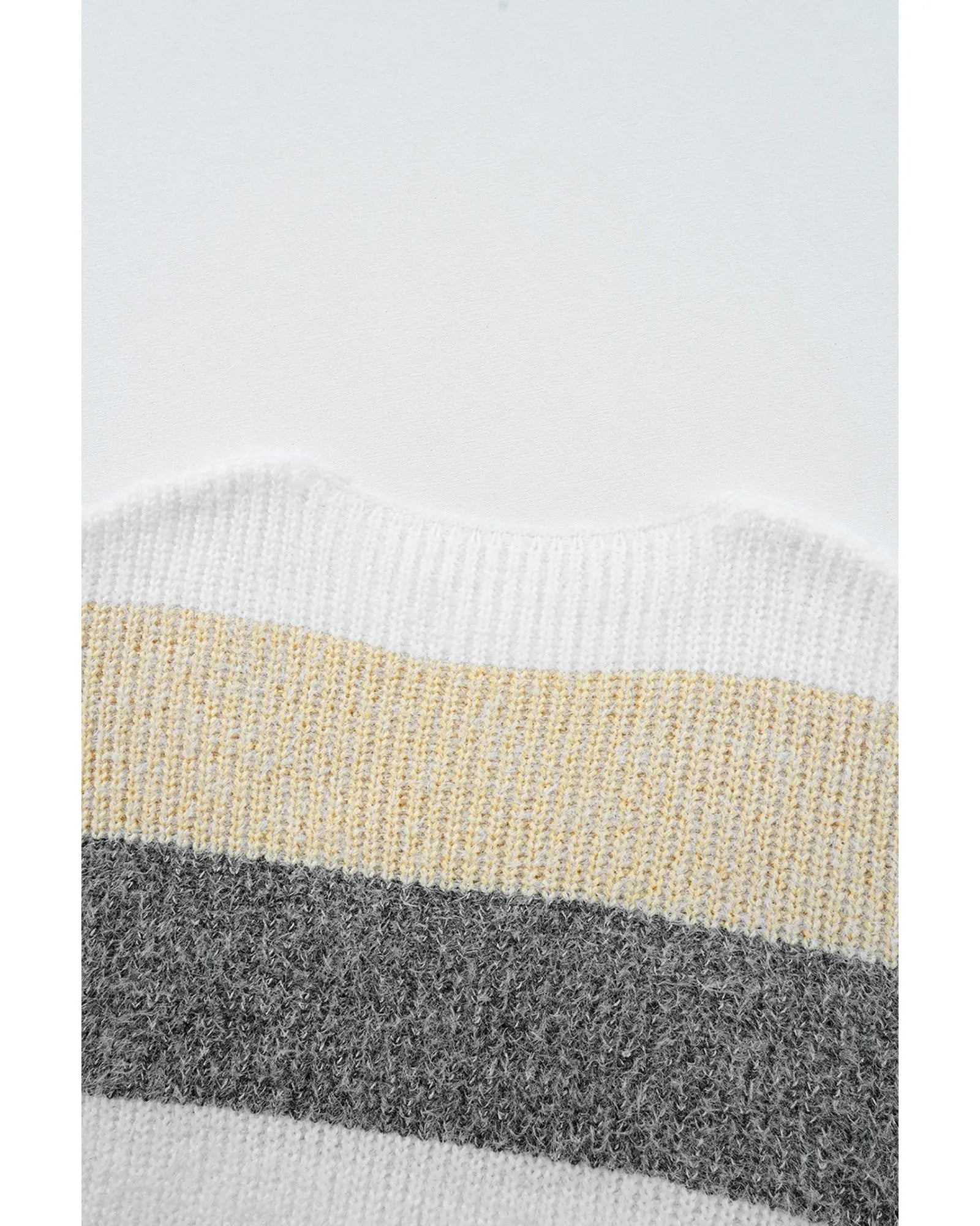 Gray Stripe Colorblock Bubble Sleeve Drop Shoulder Sweater Dress - M Femina Worldwide
