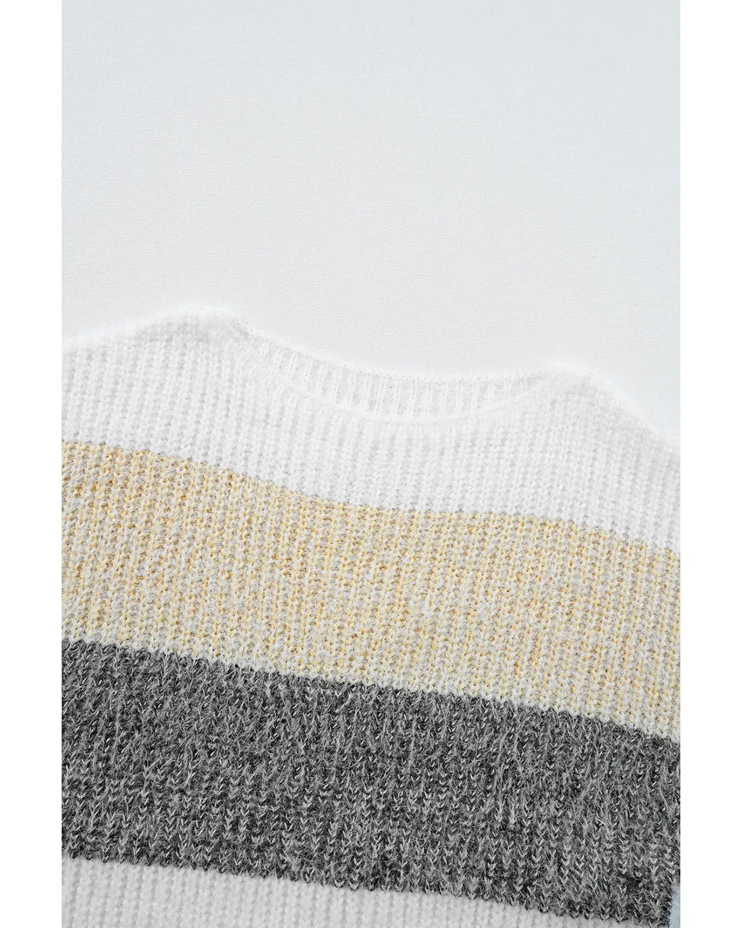 Gray Stripe Colorblock Bubble Sleeve Drop Shoulder Sweater Dress - M Femina Worldwide