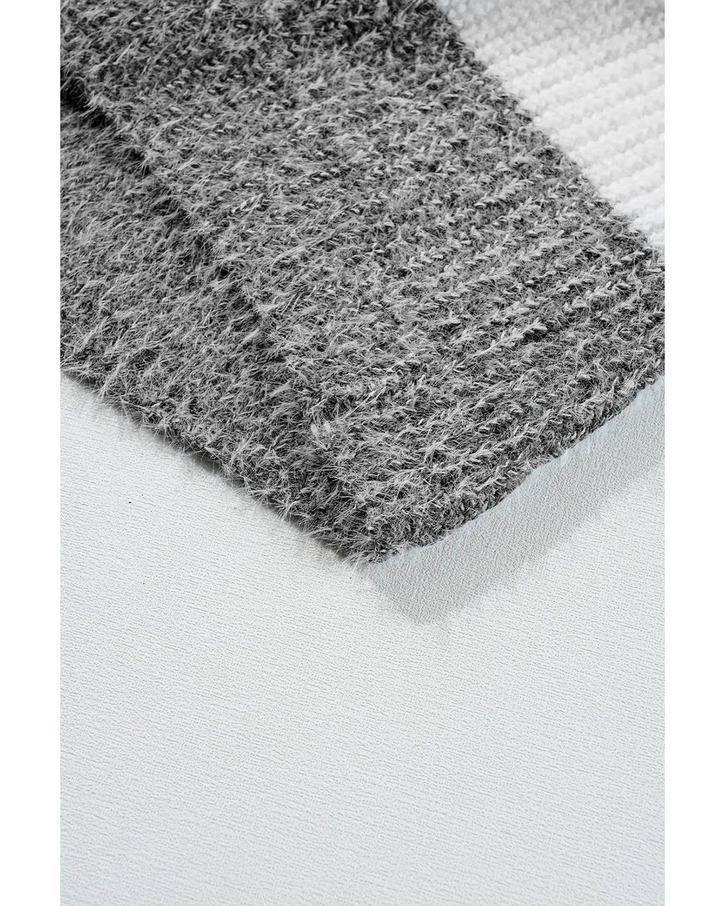 Gray Stripe Colorblock Bubble Sleeve Drop Shoulder Sweater Dress - XL Femina Worldwide