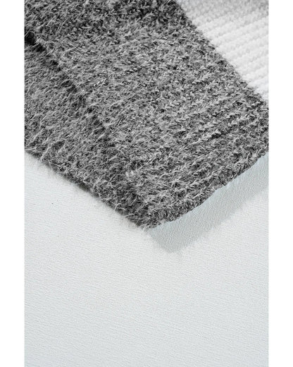 Gray Stripe Colorblock Bubble Sleeve Drop Shoulder Sweater Dress - XL Femina Worldwide