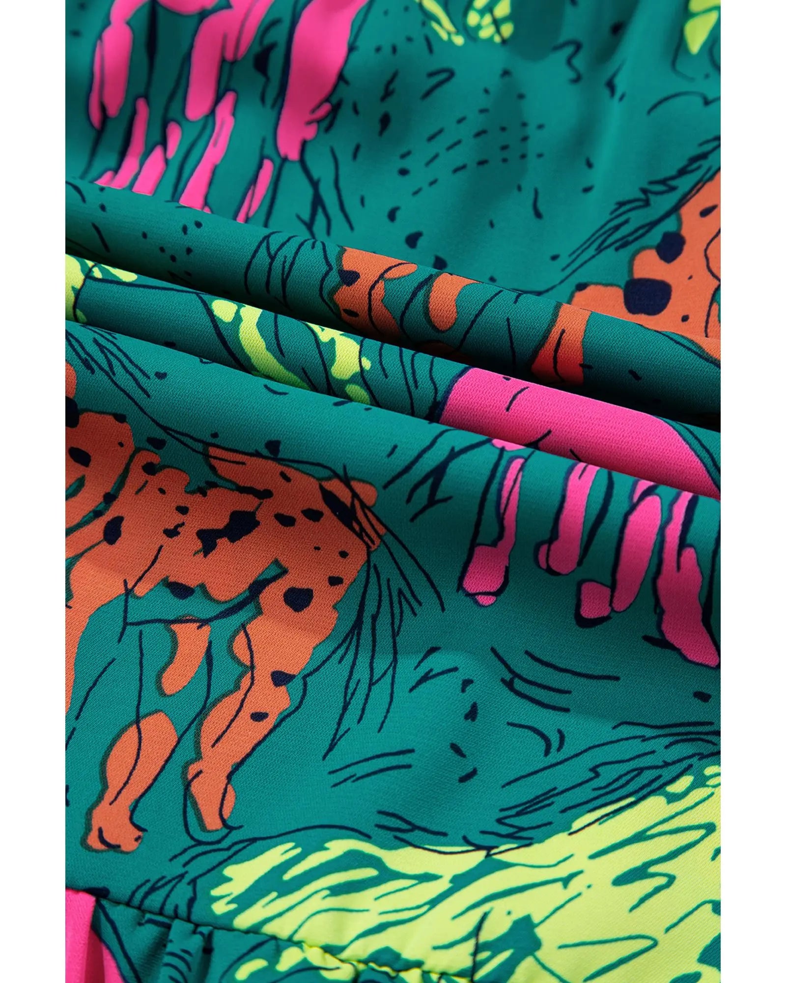 Green Horse Printed Long Sleeve Collared Buttoned Plus Size Midi Dress - 4X Femina Worldwide