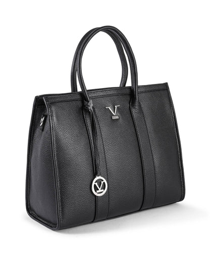 V Italia Black Tote Bag  V Italia Leather Tote Bag  Women's V Italia Black Tote Bag - One Size