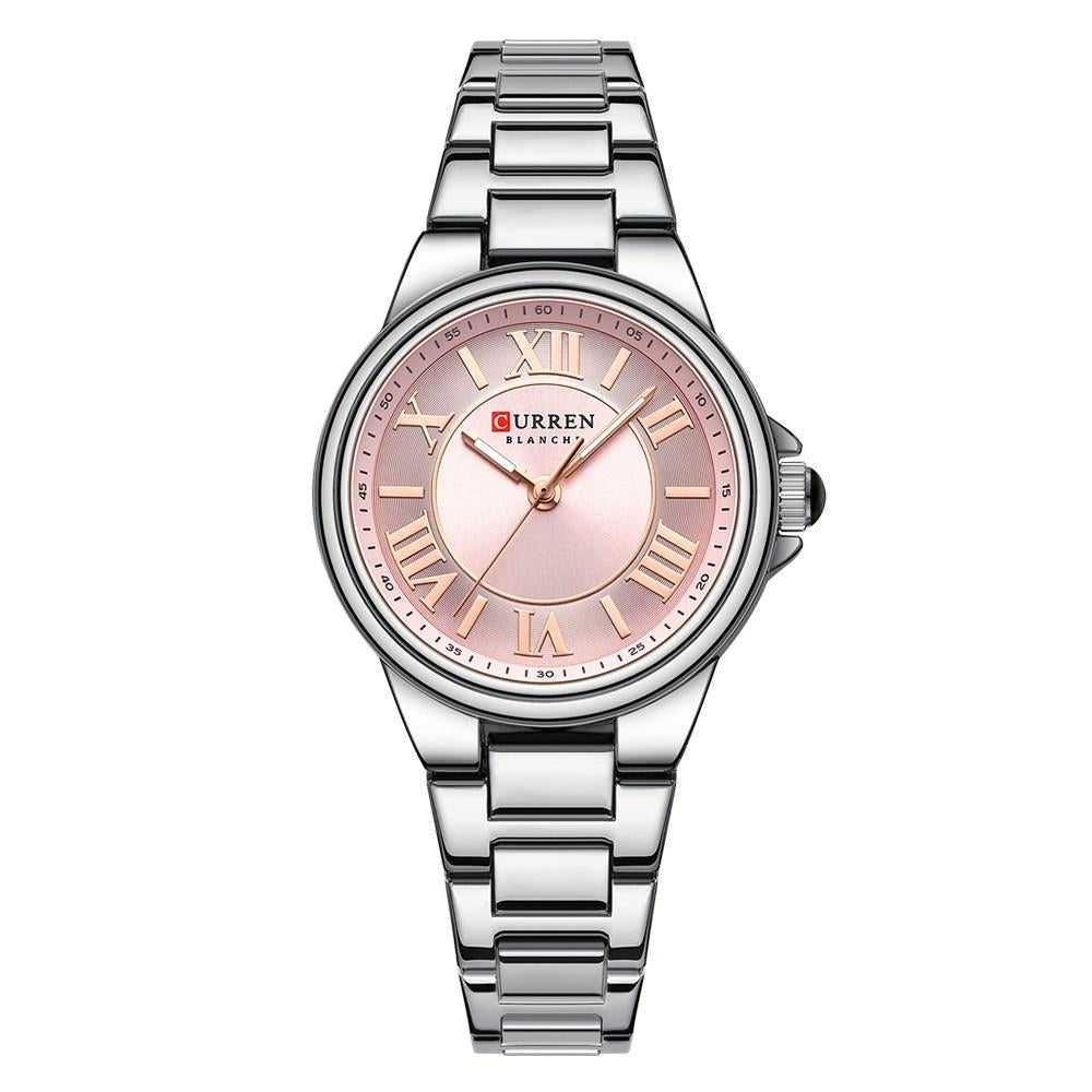 Waterproof Women Watch with Steel Strap - Casual Design - Rose Shell Blue