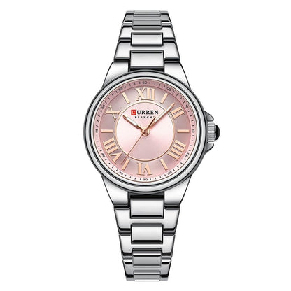 Waterproof Women Watch with Steel Strap - Casual Design - Rose Shell Blue