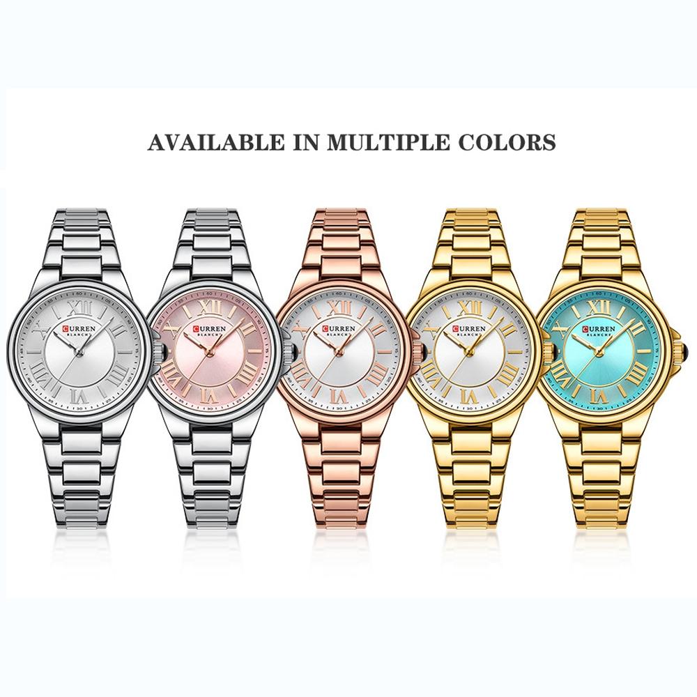 Waterproof Women Watch with Steel Strap - Casual Design - Rose Shell Blue