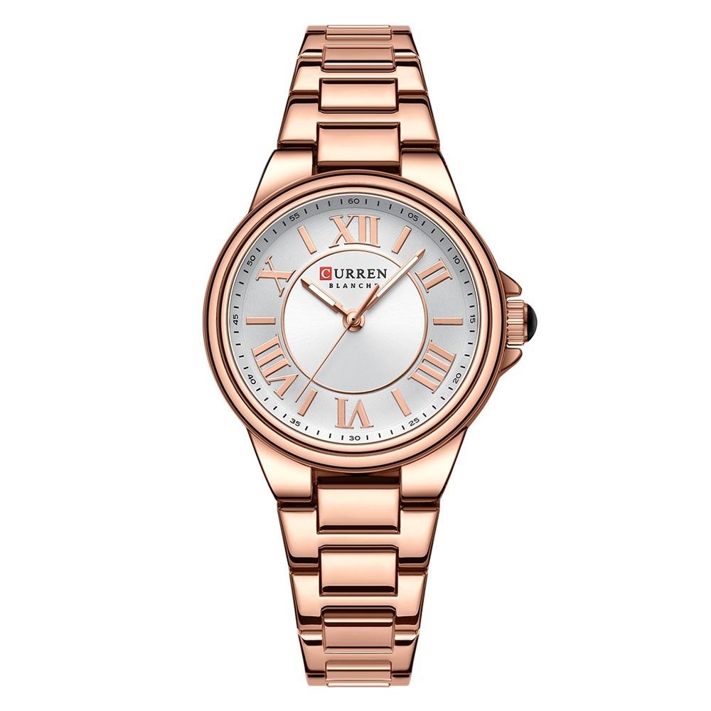 Waterproof Women Watch with Steel Strap - Casual Design - Rose Shell Blue