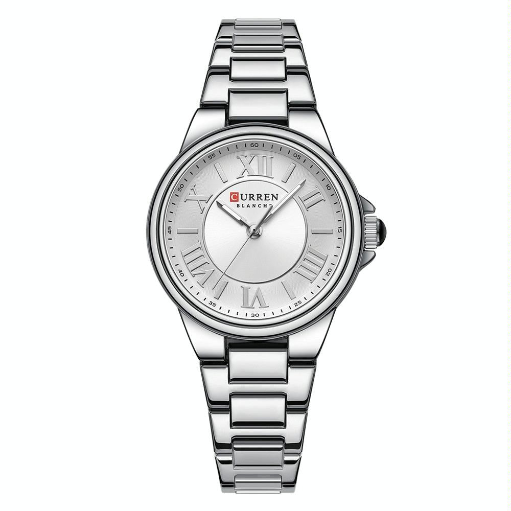 Waterproof Women Watch with Steel Strap - Casual Design - Rose Shell Blue
