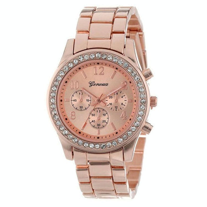 Stainless Steel Diamond Women Belt Watch - Alloy - Gold With Diamond