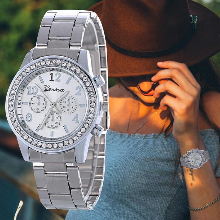 Stainless Steel Diamond Women Belt Watch - Alloy - Gold With Diamond