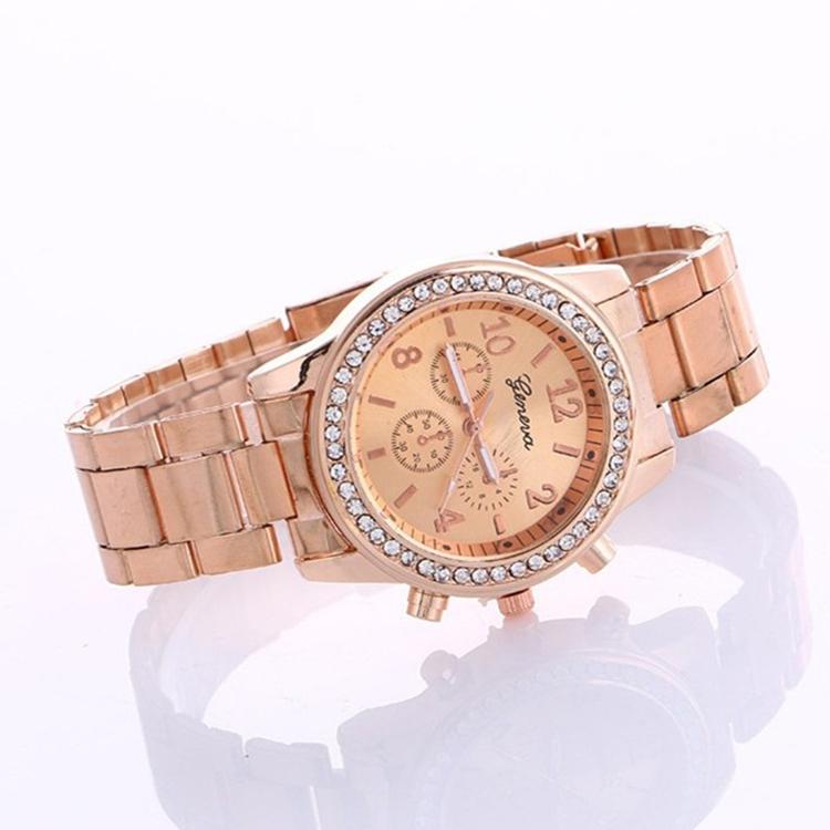 Stainless Steel Diamond Women Belt Watch - Alloy - Gold With Diamond