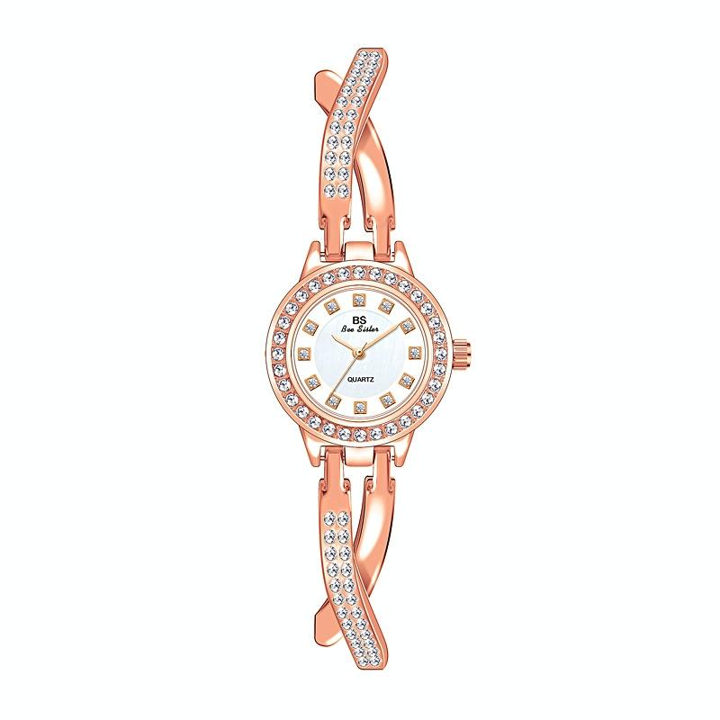 Women Butterfly Cross Diamond Bracelet Watch - Full - Gold