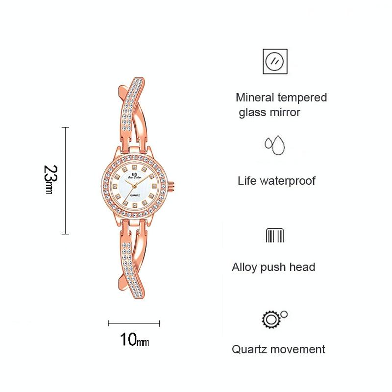 Women Butterfly Cross Diamond Bracelet Watch - Full - Gold