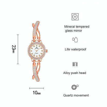 Women Butterfly Cross Diamond Bracelet Watch - Full - Gold