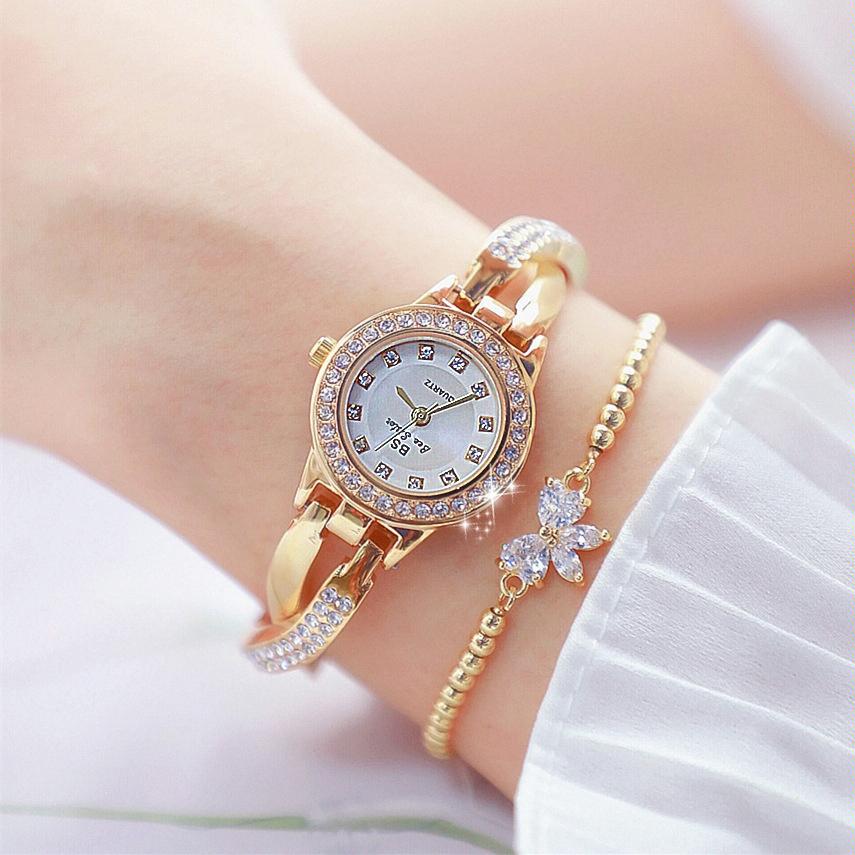 Women Butterfly Cross Diamond Bracelet Watch - Full - Gold