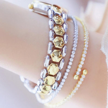 Women Diamond Chain Watch - Elegant Jewelry - Gold
