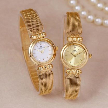 Retro Butterfly Mesh Watch for Women - 22mm Stainless Steel Strap - Golden White