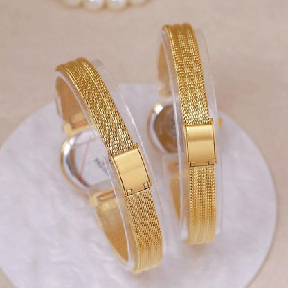 Retro Butterfly Mesh Watch for Women - 22mm Stainless Steel Strap - Golden White