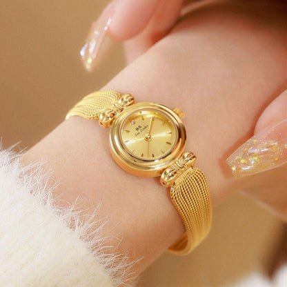 Retro Butterfly Mesh Watch for Women - 22mm Stainless Steel Strap - Golden White