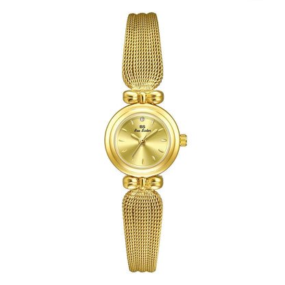 Retro Butterfly Mesh Watch for Women - 22mm Stainless Steel Strap - Golden White