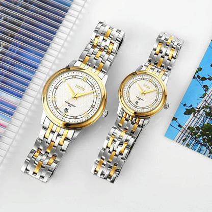 Waterproof Quartz Watch with Stainless Steel Buckle Strap for Women - Gold And Black