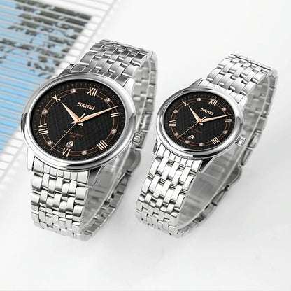 Waterproof Quartz Watch with Stainless Steel Buckle Strap for Women - Gold And Black