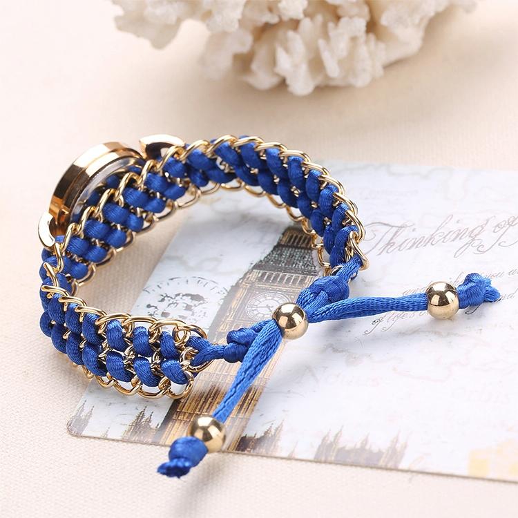 Quartz Wrist Watch with Knitting Rope Chain for Women - Blue