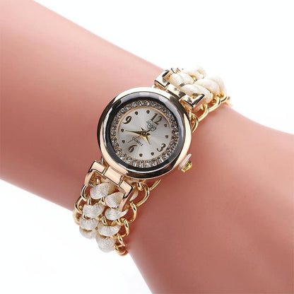Quartz Wrist Watch with Knitting Rope Chain for Women - Blue