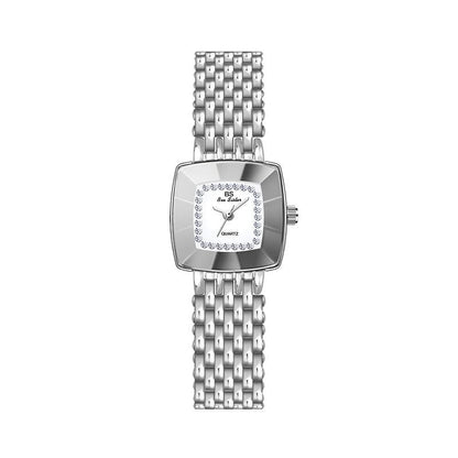 Stainless Steel Square Dial Women Watch with Simple Strap - Gold