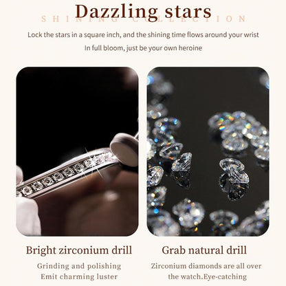 Waterproof Diamond Women Quartz Watch - Rose Gold Roman