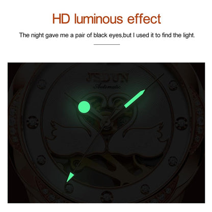 Stylish Waterproof Ceramic Mechanical Watch for Women with Diamond Accents - Black