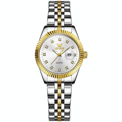 Women Luminous Diamond Quartz Watch - Waterproof - White
