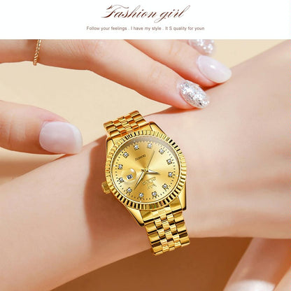 Women Luminous Diamond Quartz Watch - Waterproof - White