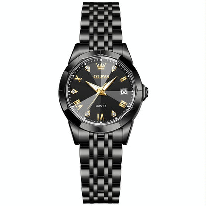Waterproof Quartz Watch with Butterfly Buckle for Women - White + Silver