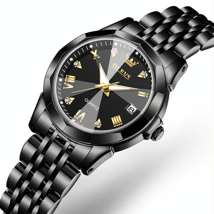 Waterproof Quartz Watch with Butterfly Buckle for Women - White + Silver