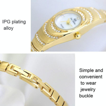 Oval Chain Watch with Diamonds for Women - Rose Gold