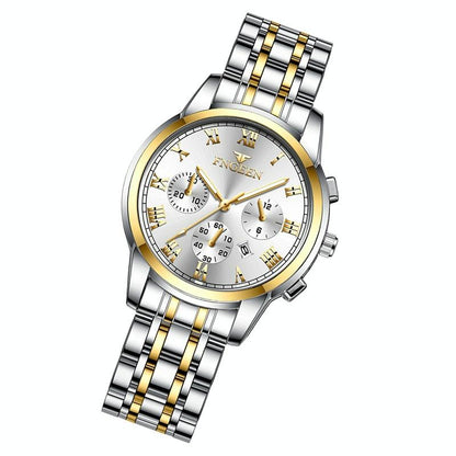 Stylish Women Quartz Watch with Luminous Display and Date - Gold Golden Surface