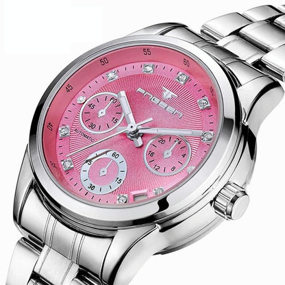 Stylish Women Quartz Watch with Luminous Display and Date - Gold Golden Surface