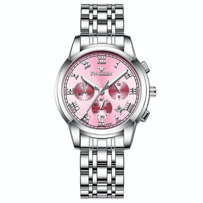 Stylish Women Quartz Watch with Luminous Display and Date - Gold Golden Surface