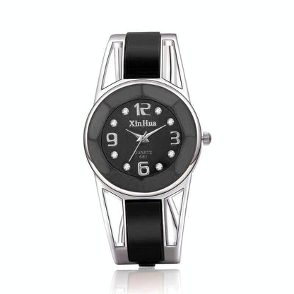 Stainless Steel Diamond Bracelet Watch for Women - Hollow Mirror Surface - White
