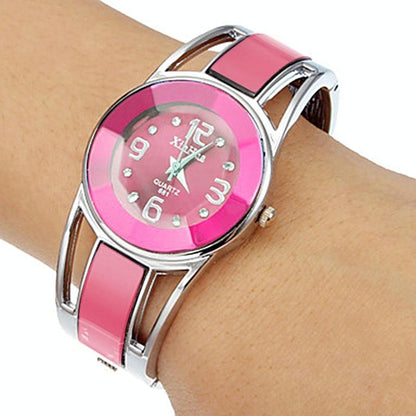 Stainless Steel Diamond Bracelet Watch for Women - Hollow Mirror Surface - White