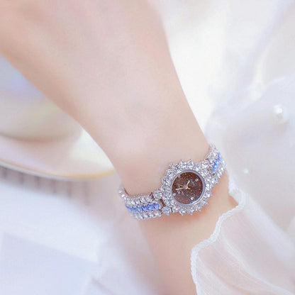 Sparkling Diamond Chain Watch for Women - Full of Elegance - Rose Coffee
