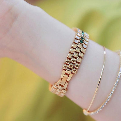 Sparkling Diamond Chain Watch for Women - Full of Elegance - Rose Coffee