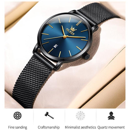 Waterproof Women Quartz Watch with Steel Strap - White + Rose Gold