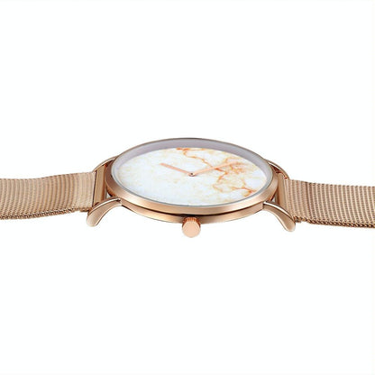 Stylish Women Quartz Watch with Gold Alloy Case and Stainless Steel Band - Round Dial - Wa0727D