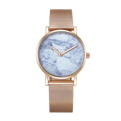Stylish Women Quartz Watch with Gold Alloy Case and Stainless Steel Band - Round Dial - Wa0727D