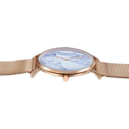 Stylish Women Quartz Watch with Gold Alloy Case and Stainless Steel Band - Round Dial - Wa0727D