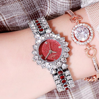Women Quartz Bracelet Watch with Diamond Accents - Golden Shell Black Plate