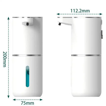 Black Automatic Foaming Soap Dispenser with Rechargeable Battery, Touch Control, and 380ml Capacity - IPX5 Waterproof Femina Worldwide